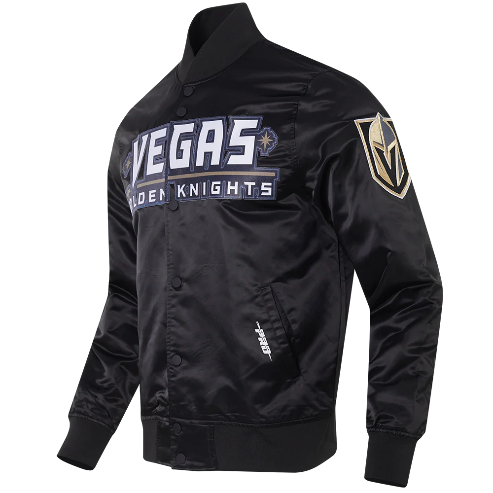NHL VEGAS GOLDEN KNIGHTS CLASSIC MEN'S SATIN JACKET (BLACK) - Image 4