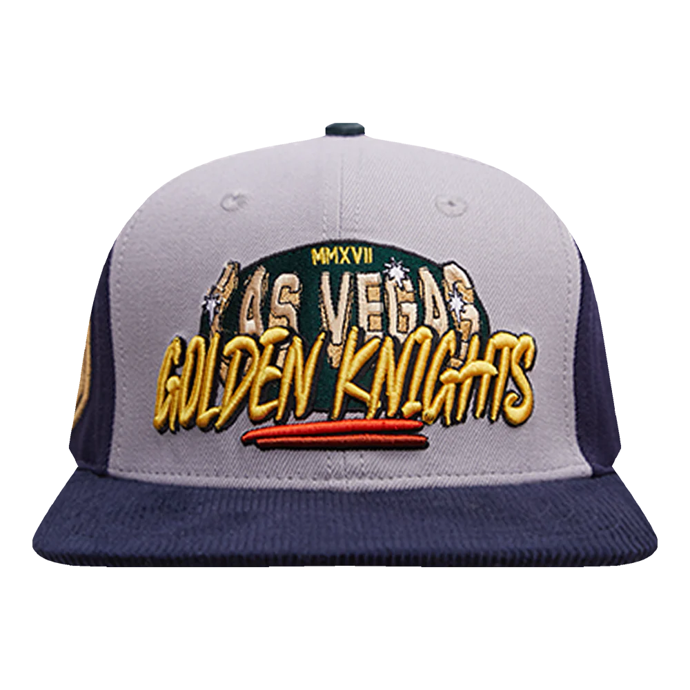 NHL VEGAS GOLDEN KNIGHTS CORDUROY VISOR WOOL SNAPBACK HAT (GRAY/MIDNIGHT NAVY)