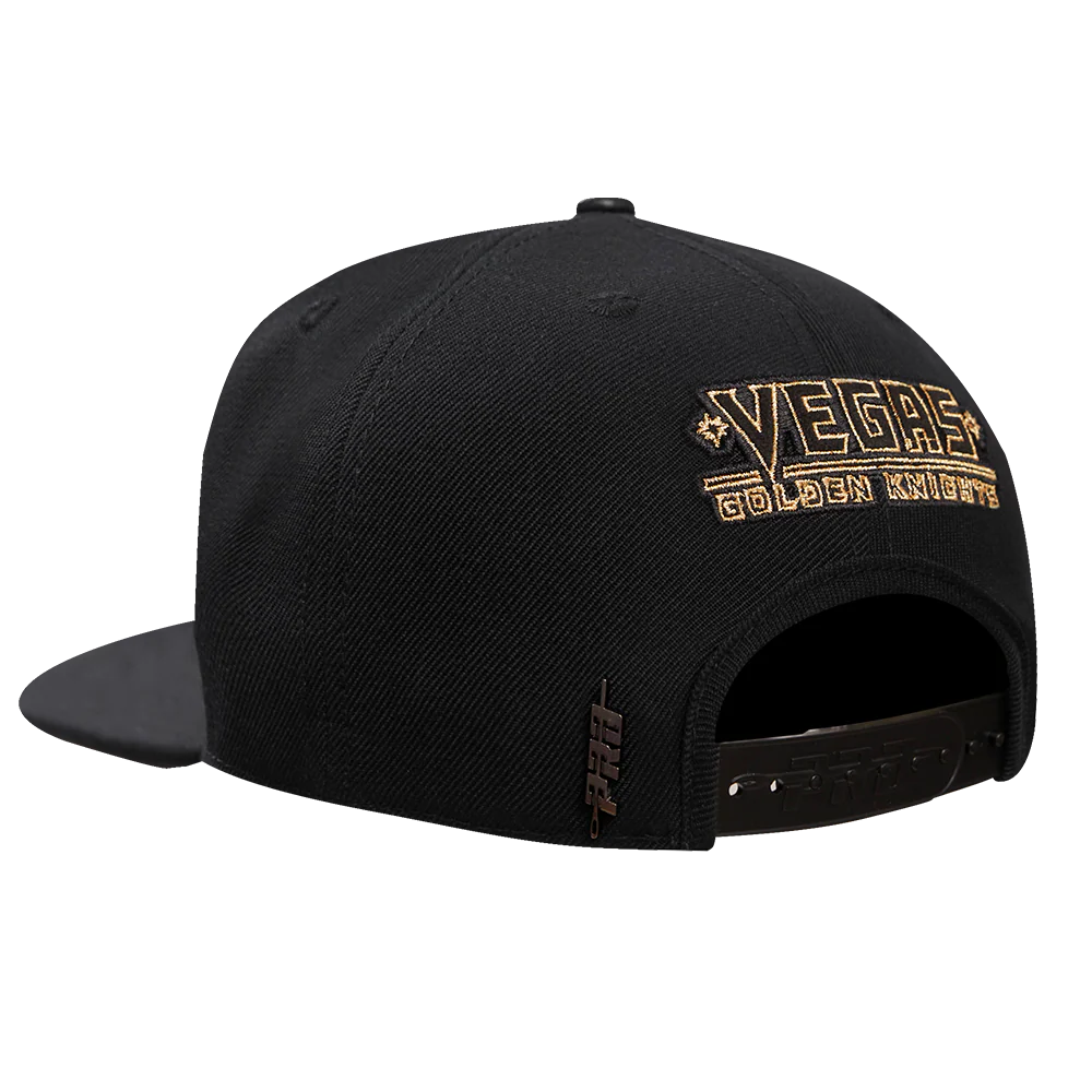 NHL VEGAS GOLDEN KNIGHTS BLACK & GOLD WOOL SNAPBACK HAT (BLACK) - Image 4