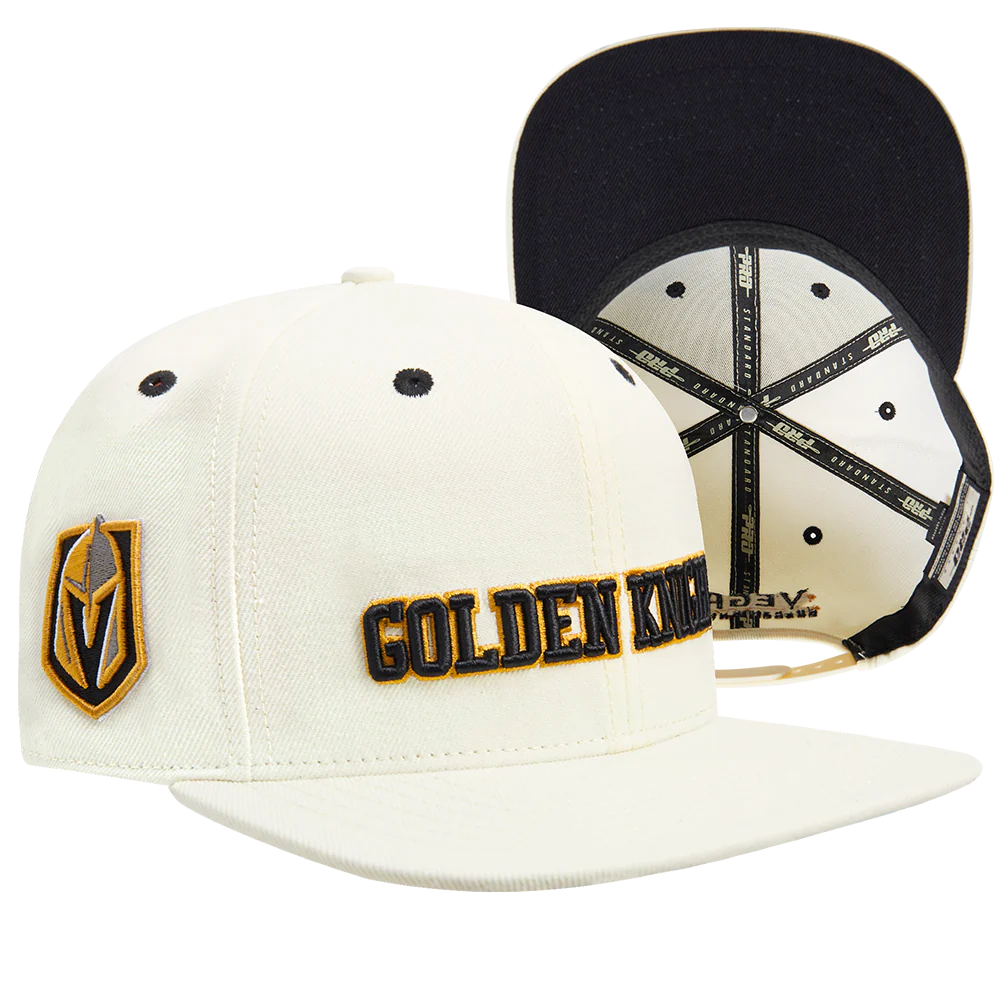 NHL VEGAS GOLDEN KNIGHTS RETRO CLASSIC UNISEX WORDMARK LOGO WOOL SNAPBACK (EGGSHELL) - Image 8