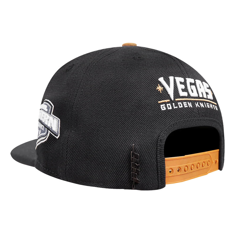 NHL VEGAS GOLDEN KNIGHTS OLD ENGLISH UNISEX 6 PANEL SNAPBACK HAT (BLACK) - Image 4
