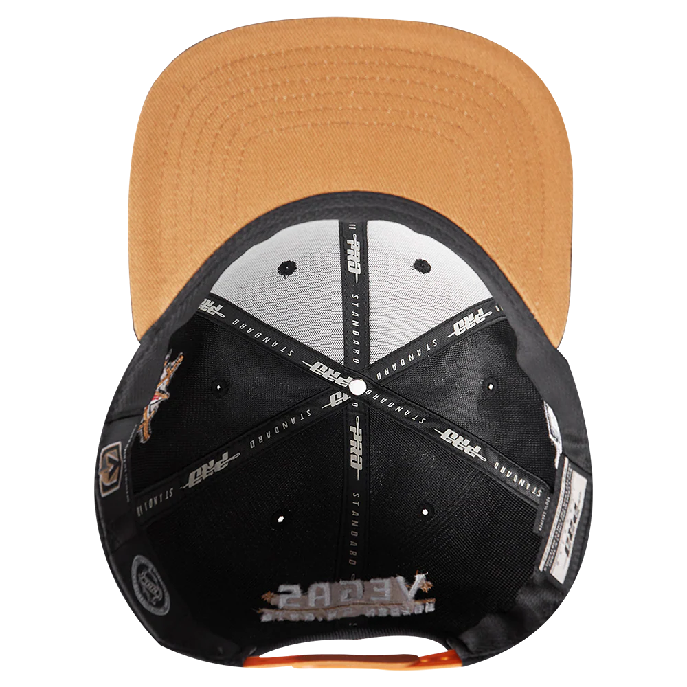 NHL VEGAS GOLDEN KNIGHTS OLD ENGLISH UNISEX 6 PANEL SNAPBACK HAT (BLACK) - Image 6