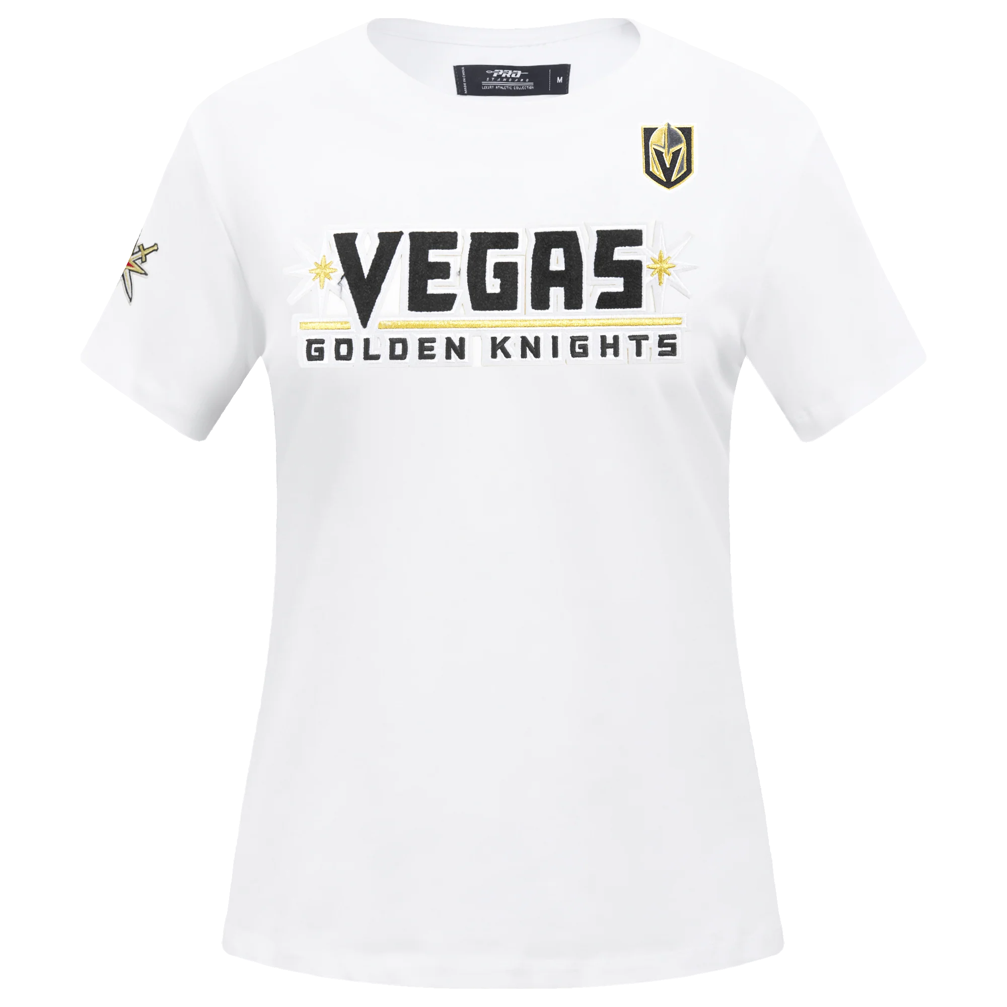 NHL VEGAS GOLDEN KNIGHTS CLASSIC SHORT SLEEVE WOMEN'S SINGLE JERSEY SLIM FIT TEE (WHITE)