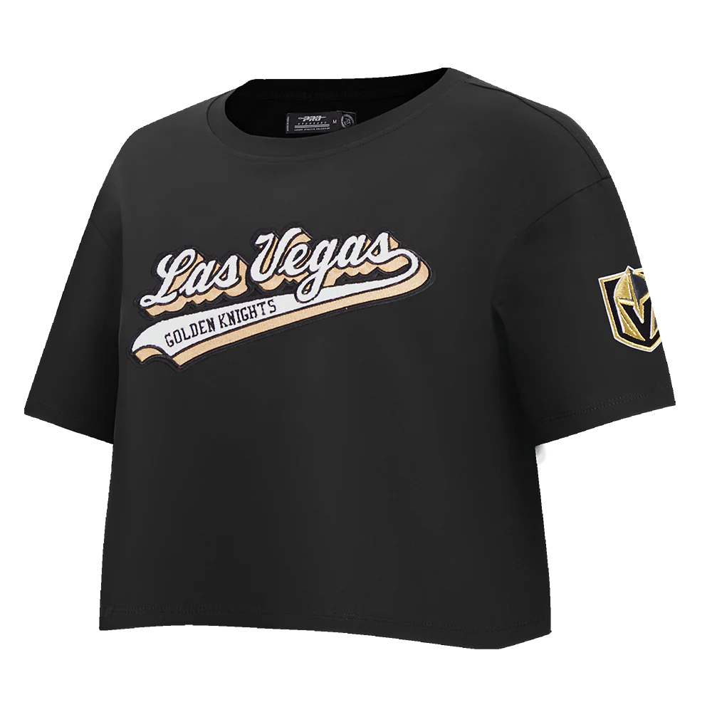 NHL VEGAS GOLDEN KNIGHTS SCRIPT TAIL WOMEN'S SINGLE JERSEY BOXY TEE (BLACK) - Image 2