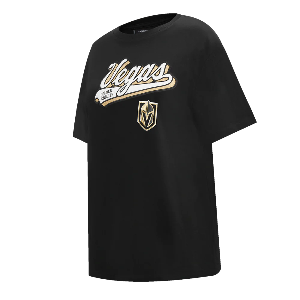 NHL VEGAS GOLDEN KNIGHTS SCRIPT TAIL WOMEN'S BOYFRIEND TEE (BLACK) - Image 2