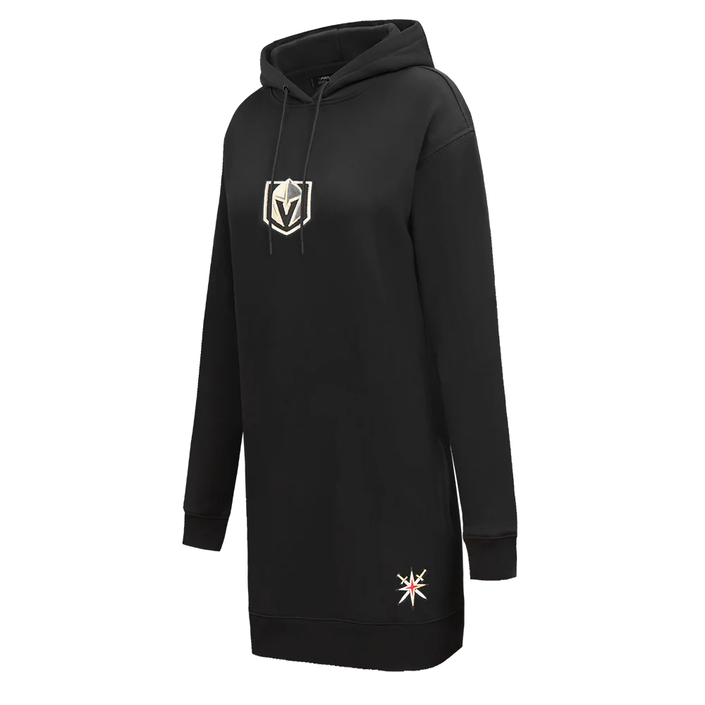 NHL VEGAS GOLDEN KNIGHTS CLASSIC WOMEN'S FLEECE HOODIE DRESS (BLACK) - Image 2