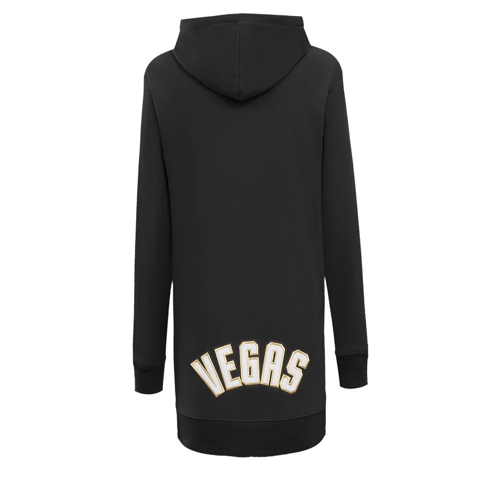 NHL VEGAS GOLDEN KNIGHTS CLASSIC WOMEN'S FLEECE HOODIE DRESS (BLACK) - Image 3