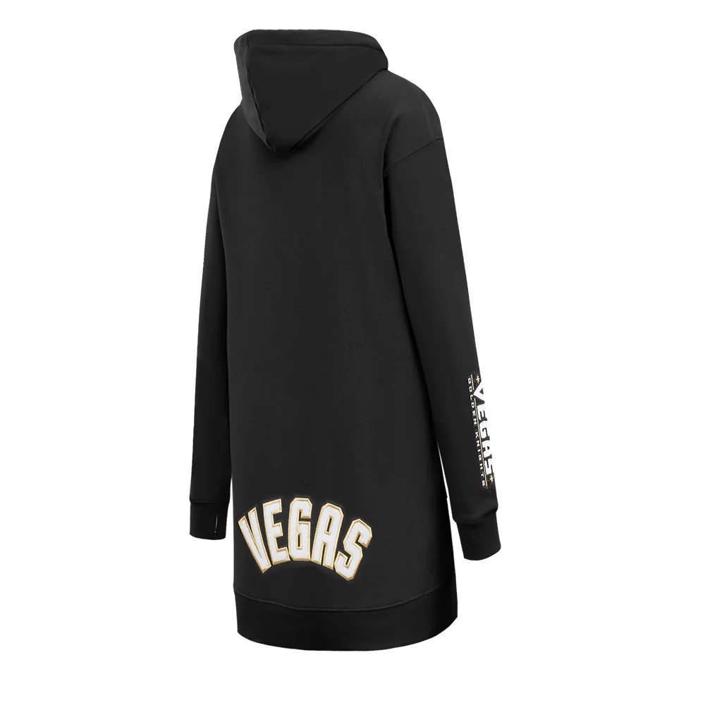 NHL VEGAS GOLDEN KNIGHTS CLASSIC WOMEN'S FLEECE HOODIE DRESS (BLACK) - Image 4