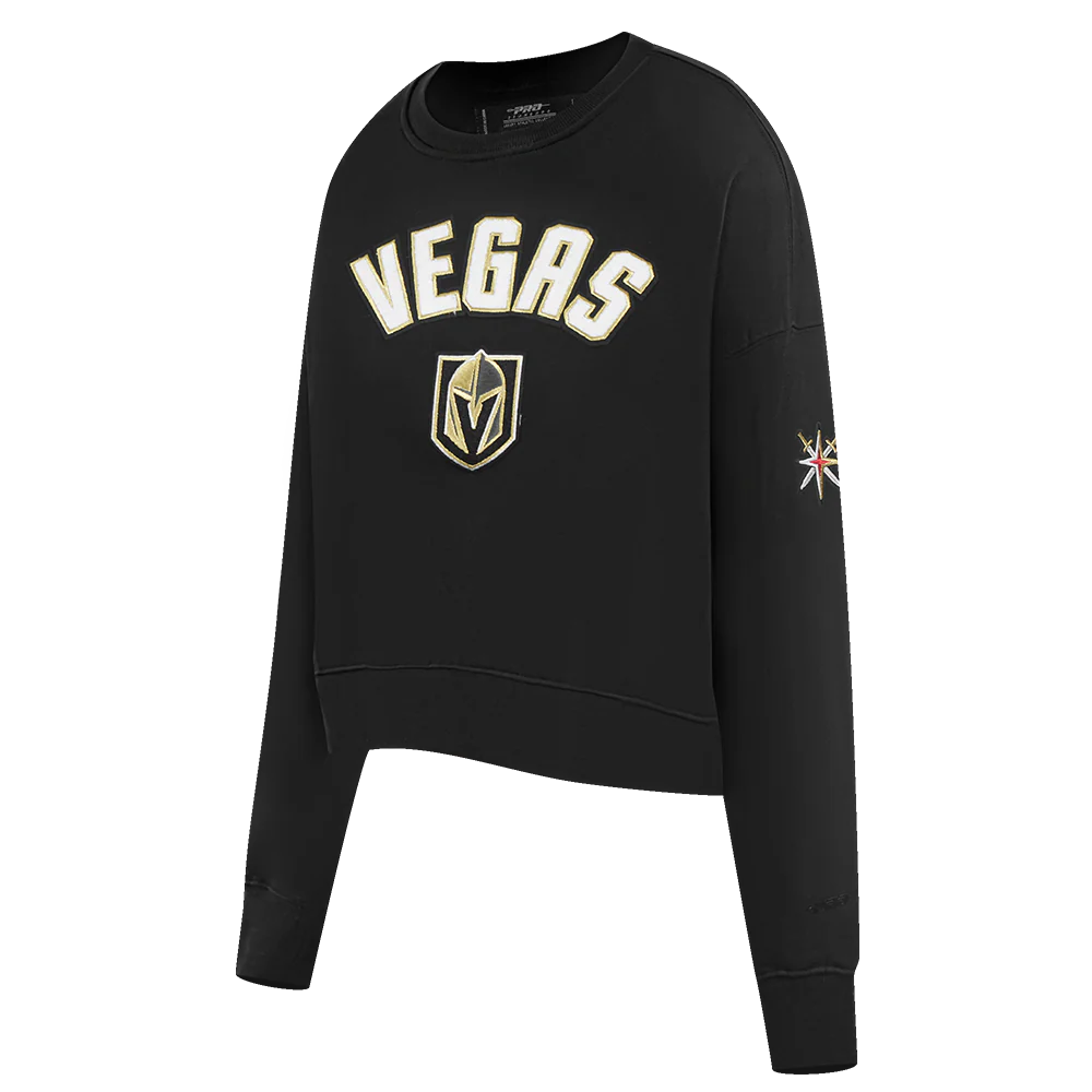 NHL VEGAS GOLDEN KNIGHTS CLASSIC WOMEN'S FLEECE CREWNECK (BLACK) - Image 4