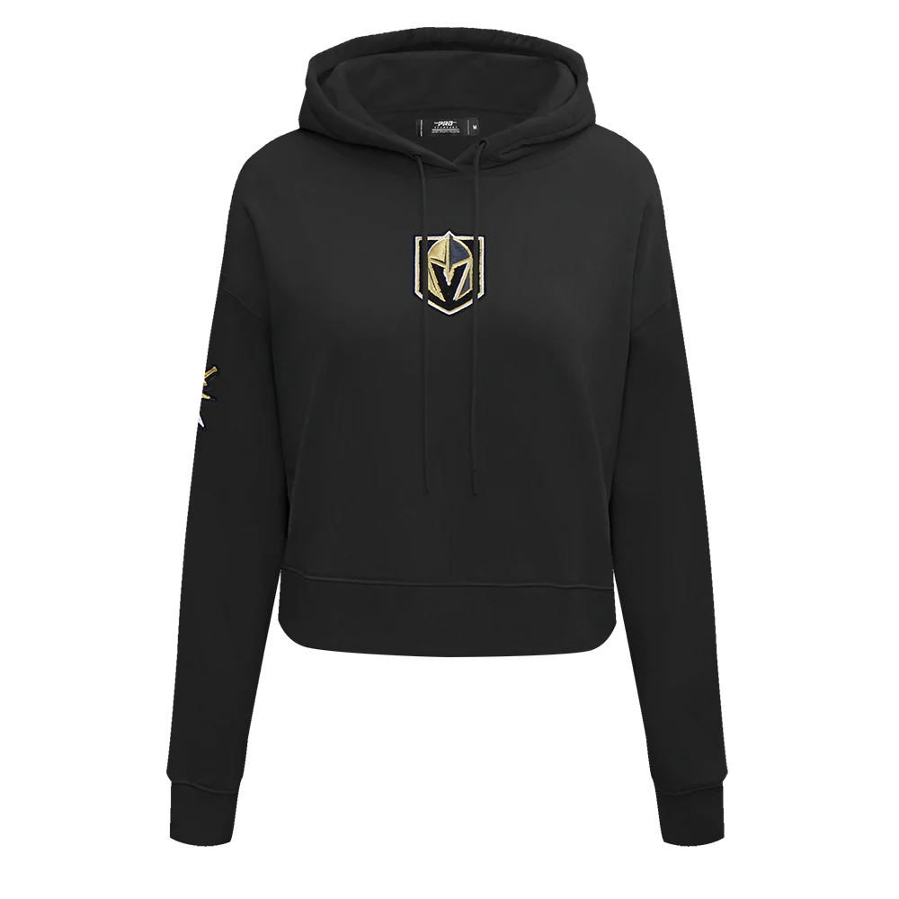 NHL VEGAS GOLDEN KNIGHTS CLASSIC WOMEN'S FLEECE CROPPED PULLOVER HOODIE (BLACK) - Image 3