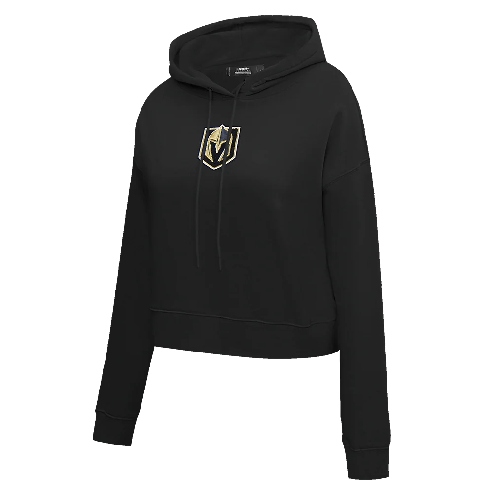 NHL VEGAS GOLDEN KNIGHTS CLASSIC WOMEN'S FLEECE CROPPED PULLOVER HOODIE (BLACK) - Image 4