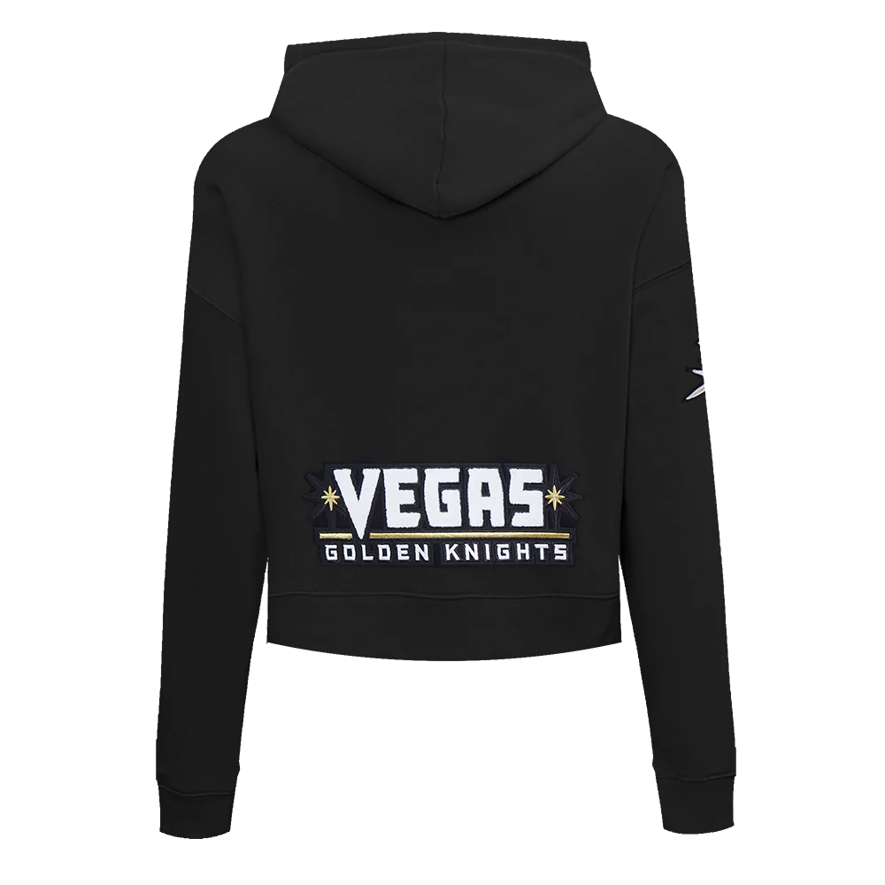 NHL VEGAS GOLDEN KNIGHTS CLASSIC WOMEN'S FLEECE CROPPED PULLOVER HOODIE (BLACK) - Image 5