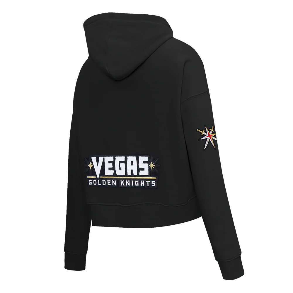 NHL VEGAS GOLDEN KNIGHTS CLASSIC WOMEN'S FLEECE CROPPED PULLOVER HOODIE (BLACK) - Image 6
