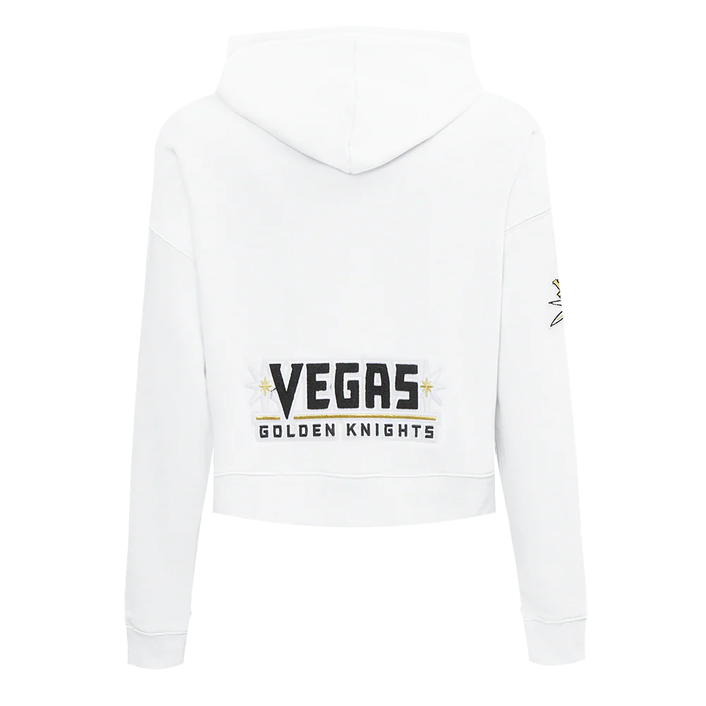 NHL VEGAS GOLDEN KNIGHTS CLASSIC WOMEN'S FLEECE CROPPED PULLOVER HOODIE (WHITE) - Image 3