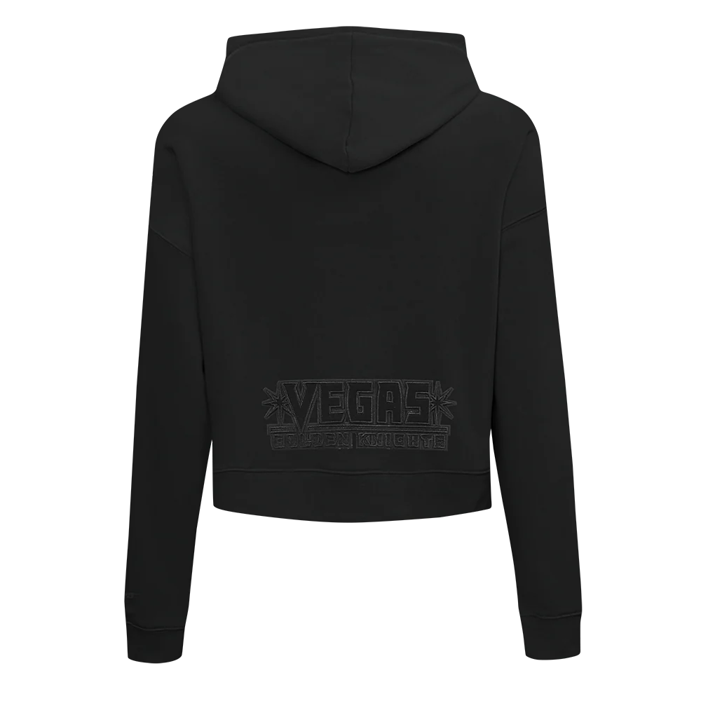 NHL VEGAS GOLDEN KNIGHTS NEUTRAL WOMEN'S CROPPED PULLOVER HOODIE (BLACK) - Image 3