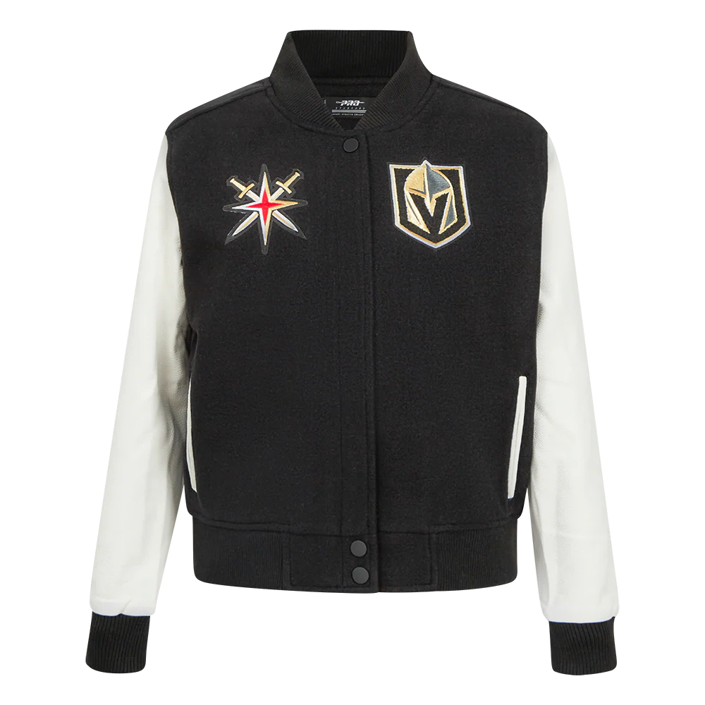 NHL VEGAS GOLDEN KNIGHTS CLASSIC WOMEN'S WOOL VARSITY JACKET (BLACK/WHITE)