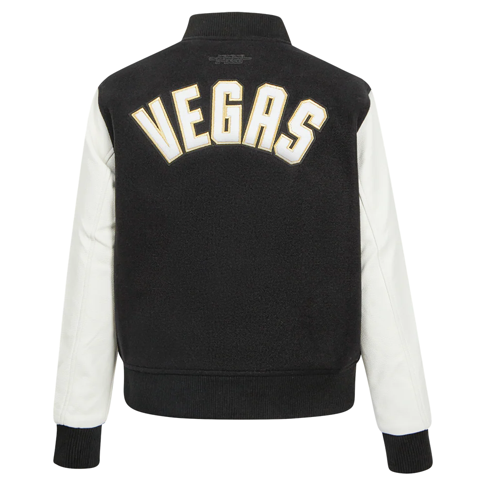 NHL VEGAS GOLDEN KNIGHTS CLASSIC WOMEN'S WOOL VARSITY JACKET (BLACK/WHITE) - Image 3