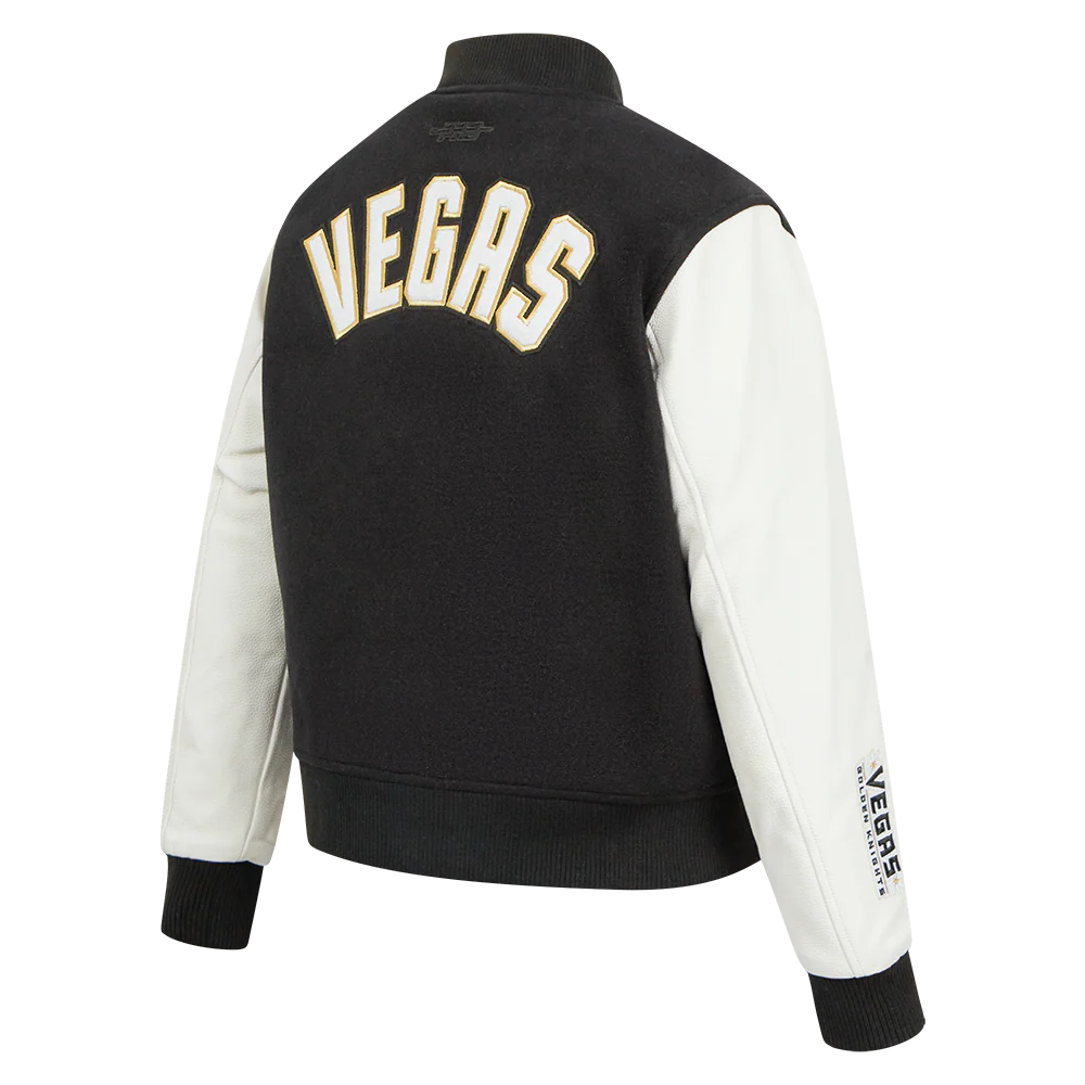 NHL VEGAS GOLDEN KNIGHTS CLASSIC WOMEN'S WOOL VARSITY JACKET (BLACK/WHITE) - Image 4