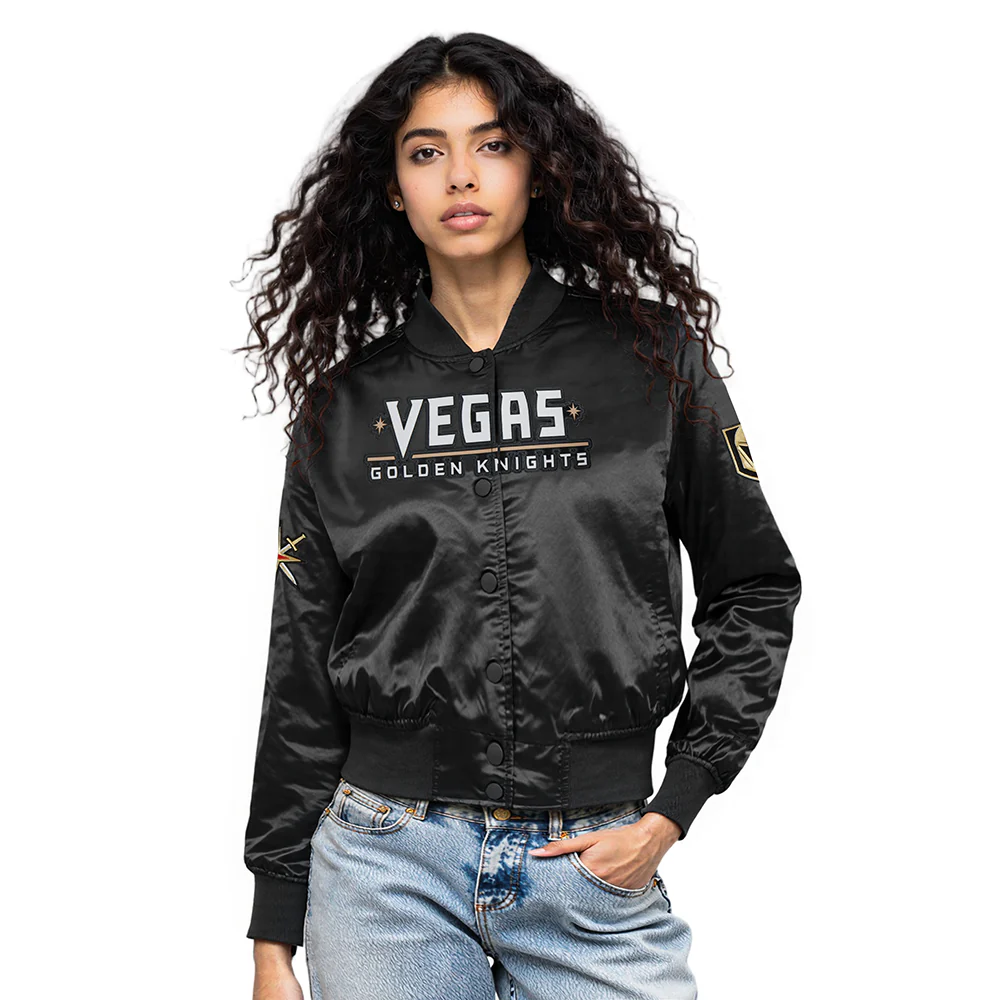 NHL VEGAS GOLDEN KNIGHTS CLASSIC WOMEN'S SATIN JACKET (BLACK)