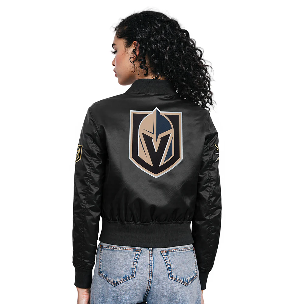 NHL VEGAS GOLDEN KNIGHTS CLASSIC WOMEN'S SATIN JACKET (BLACK) - Image 2