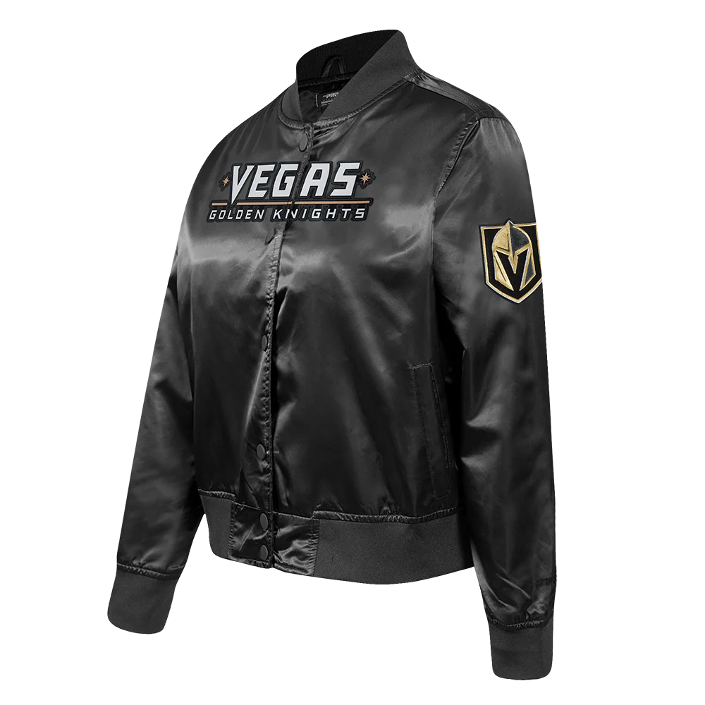 NHL VEGAS GOLDEN KNIGHTS CLASSIC WOMEN'S SATIN JACKET (BLACK) - Image 3