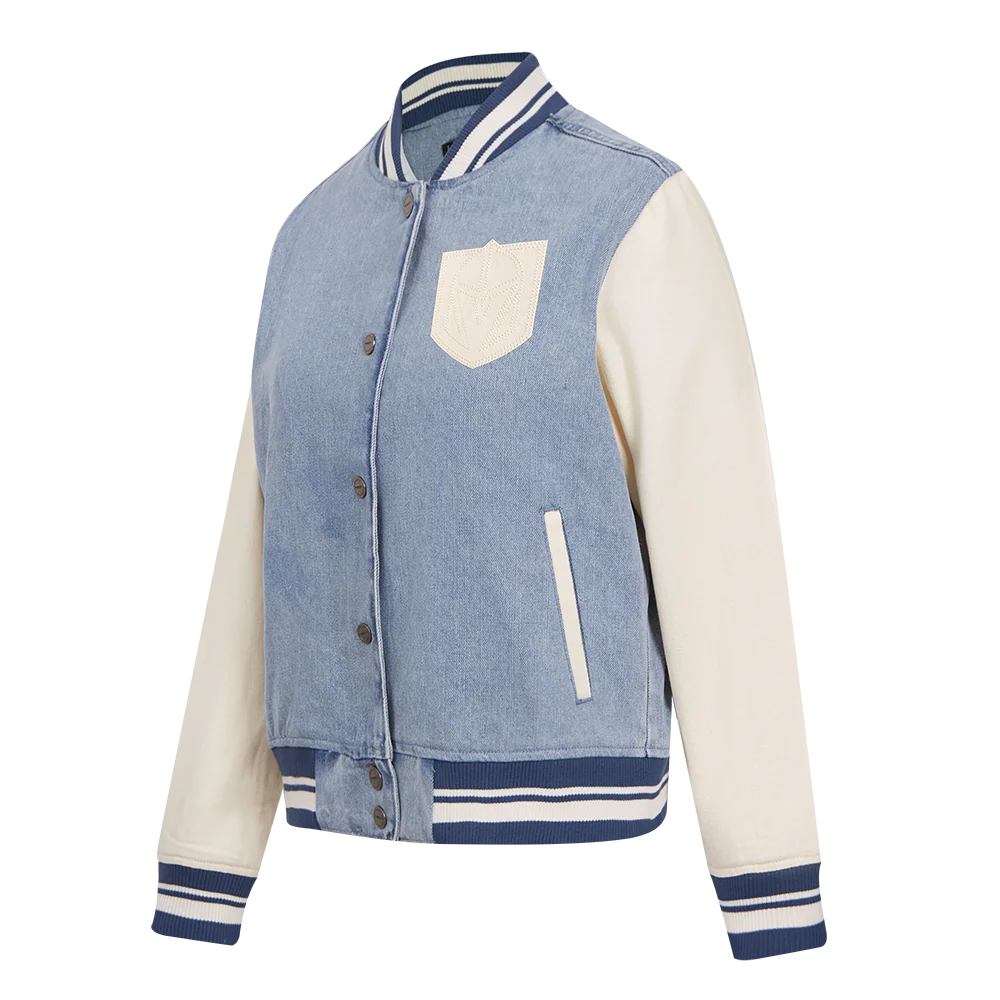 NHL VEGAS GOLDEN KNIGHTS VARSITY BLUES WOMEN'S W DENIM VARSITY JACKET (DENIM/LINEN) - Image 2