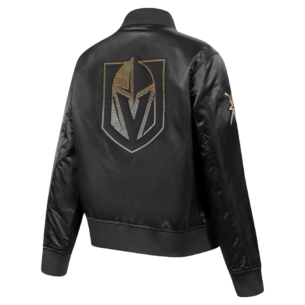 NHL VEGAS GOLDEN KNIGHTS JEWELS WOMEN'S SATIN JACKET (BLACK) - Image 4