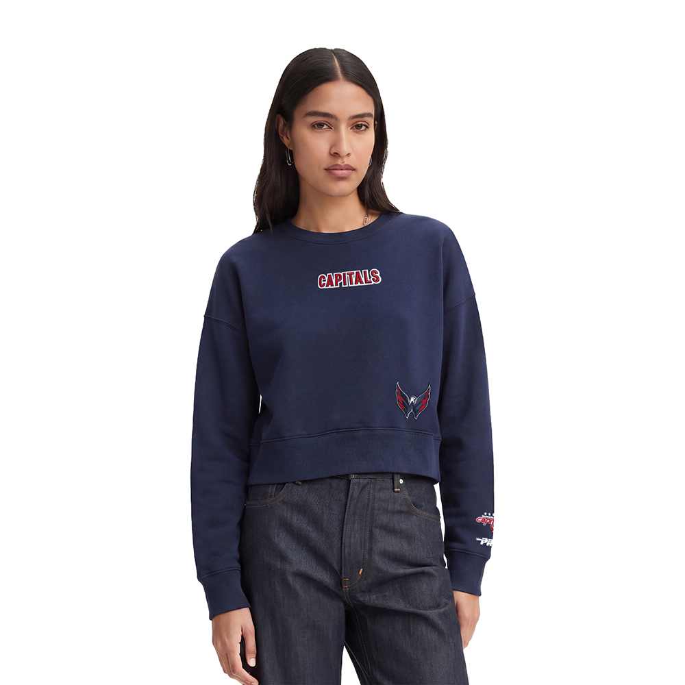 NHL WASHINGTON CAPITALS WINGSPAN WOMEN'S FLC CREWNECK (MIDNIGHT NAVY) - Image 2