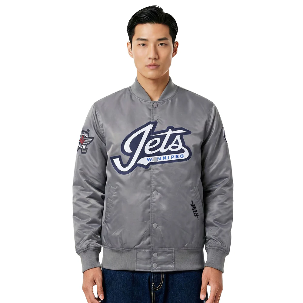 NHL WINNIPEG JETS CLASSIC SATIN MEN'S JACKET (GRAY)