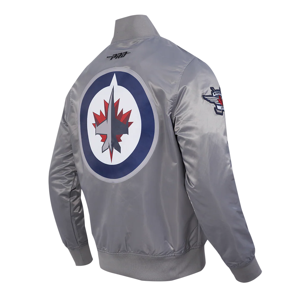NHL WINNIPEG JETS CLASSIC SATIN MEN'S JACKET (GRAY) - Image 4