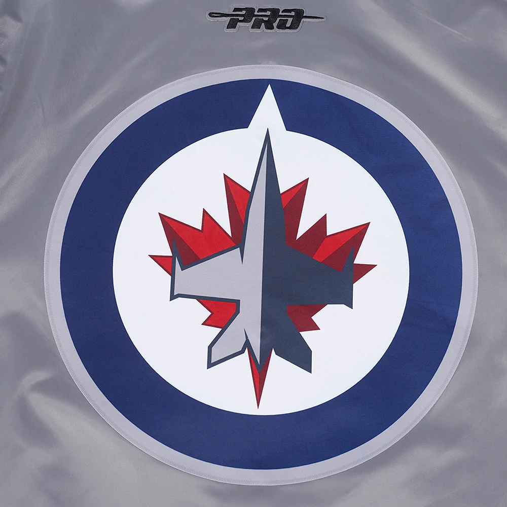 NHL WINNIPEG JETS CLASSIC SATIN MEN'S JACKET (GRAY) - Image 5