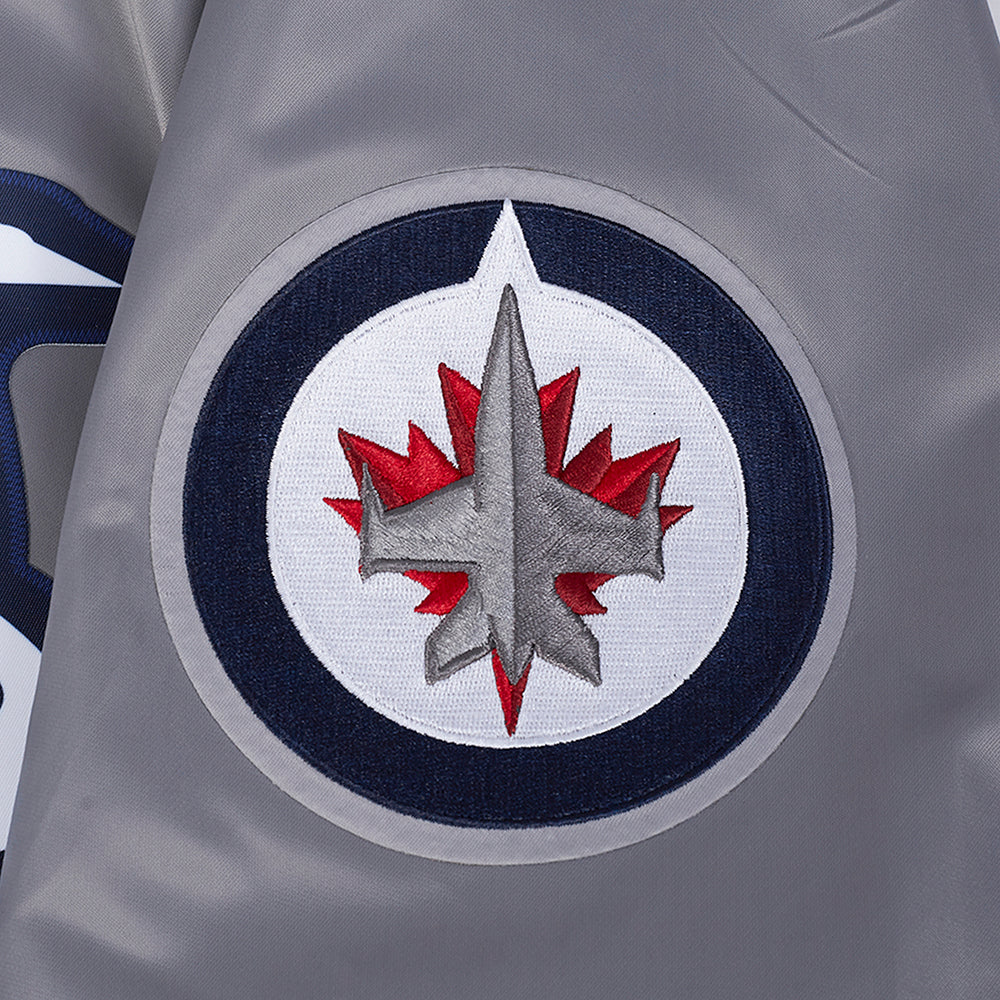 NHL WINNIPEG JETS CLASSIC SATIN MEN'S JACKET (GRAY) - Image 6
