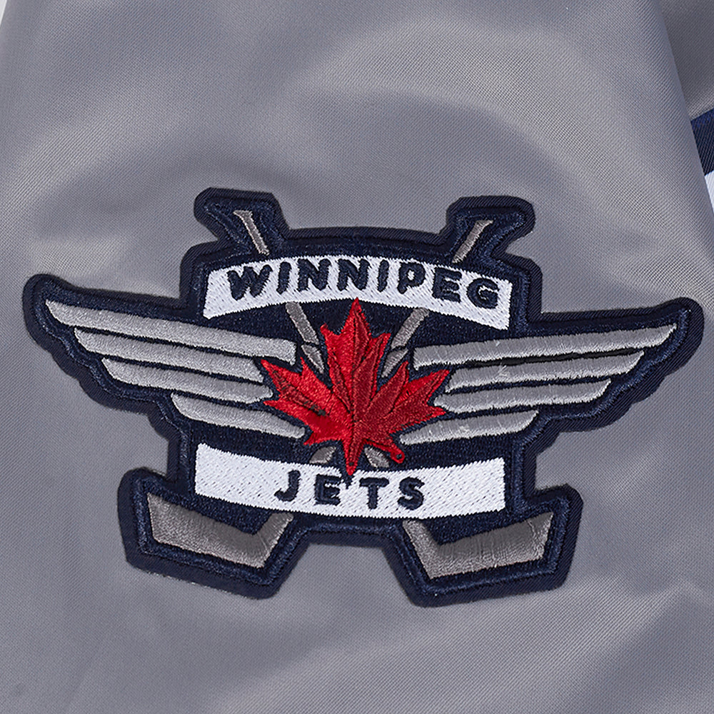 NHL WINNIPEG JETS CLASSIC SATIN MEN'S JACKET (GRAY) - Image 7