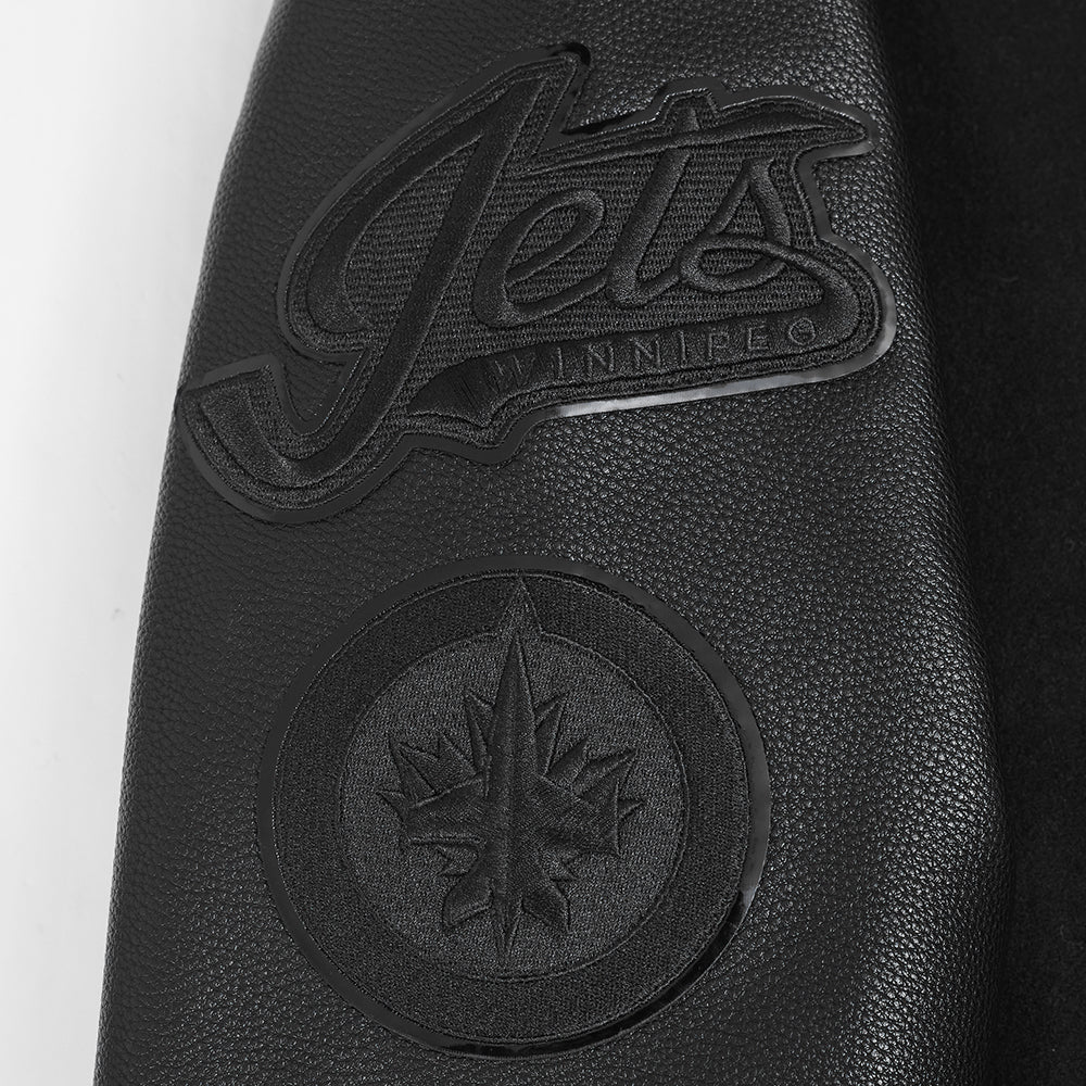 NHL WINNIPEG JETS TRIPLE BLACK MEN'S WOOL VARSITY JACKET (TRIPLE BLACK) - Image 5