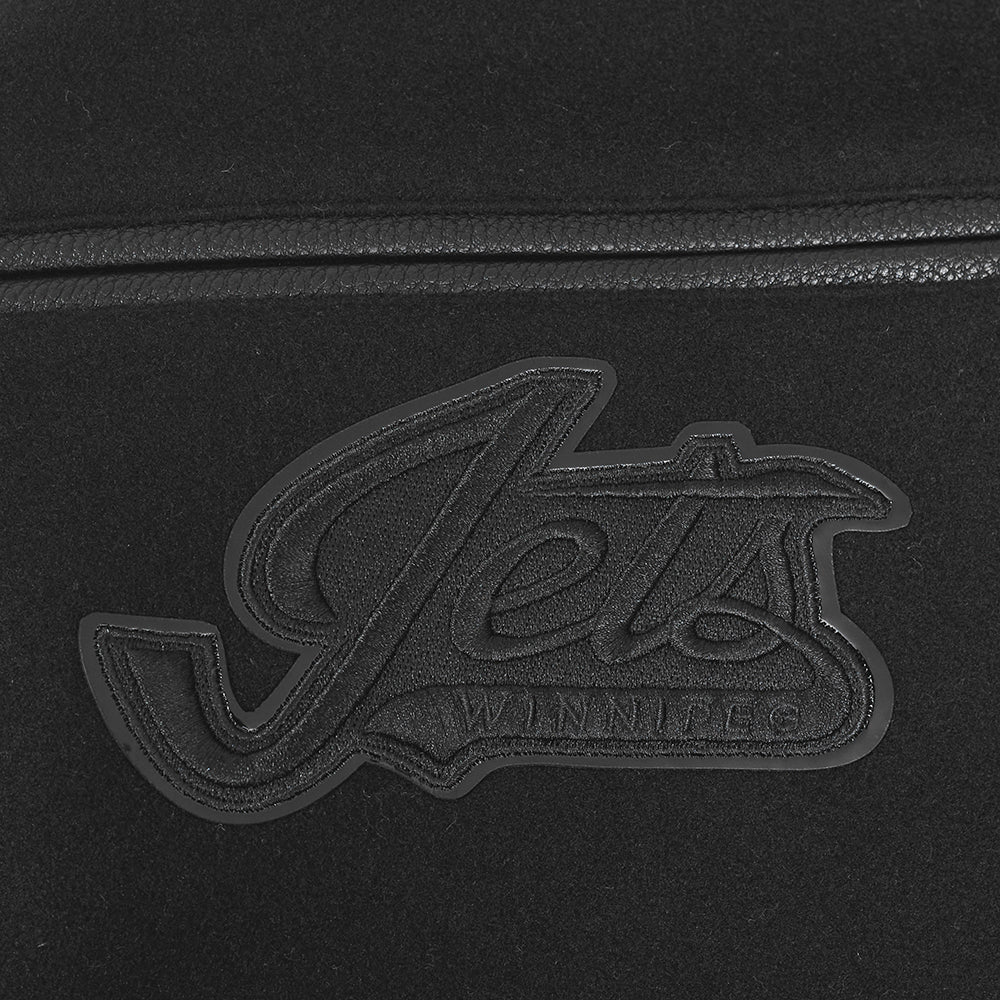 NHL WINNIPEG JETS TRIPLE BLACK MEN'S WOOL VARSITY JACKET (TRIPLE BLACK) - Image 6