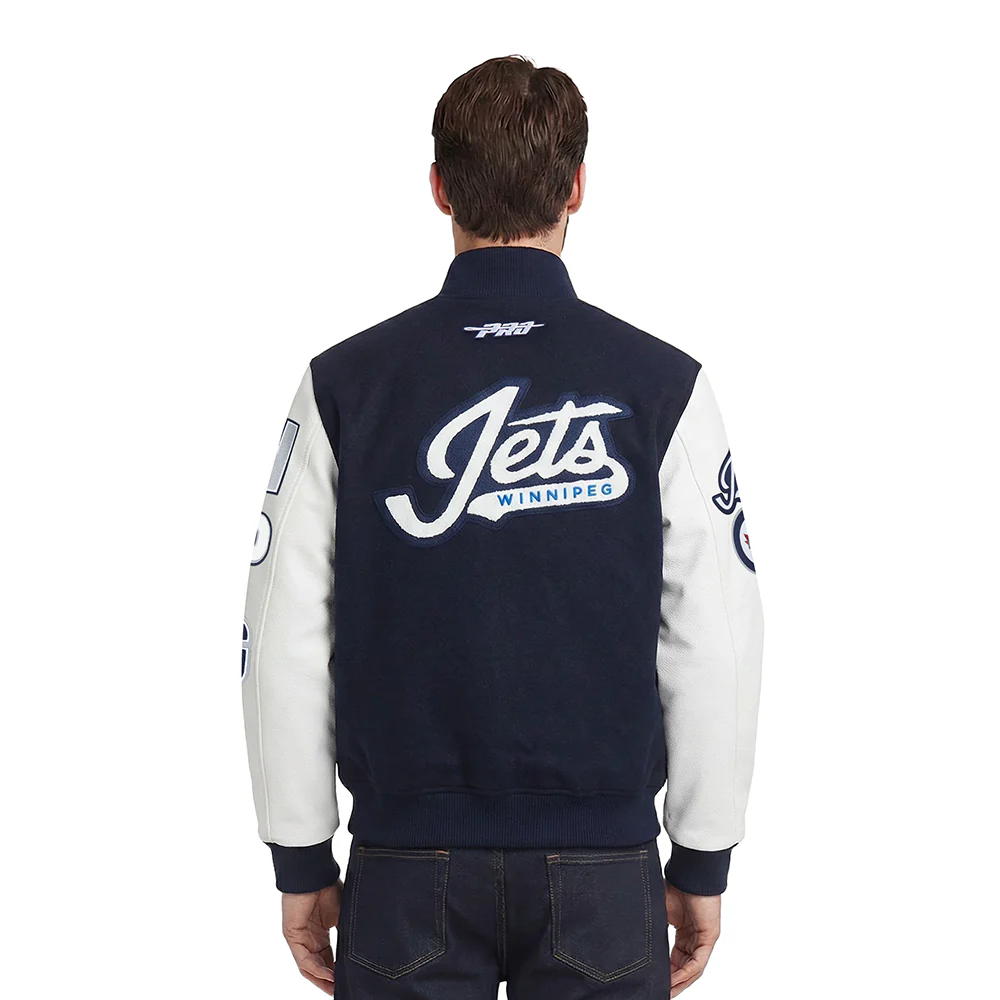 WINNIPEG JETS CLASSIC MEN'S WOOL VARSITY JACKET (MIDNIGHT NAVY/WHITE) - Image 2