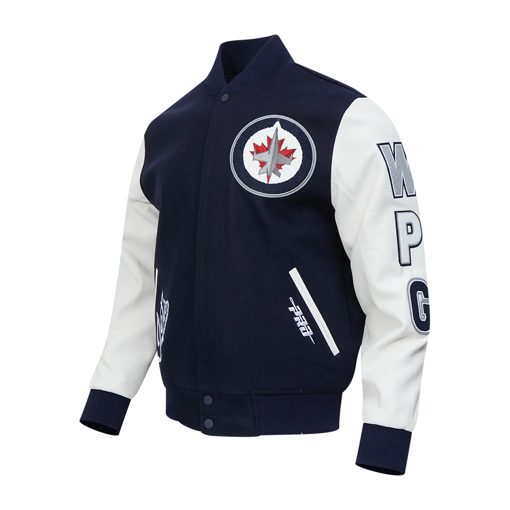 WINNIPEG JETS CLASSIC MEN'S WOOL VARSITY JACKET (MIDNIGHT NAVY/WHITE) - Image 3