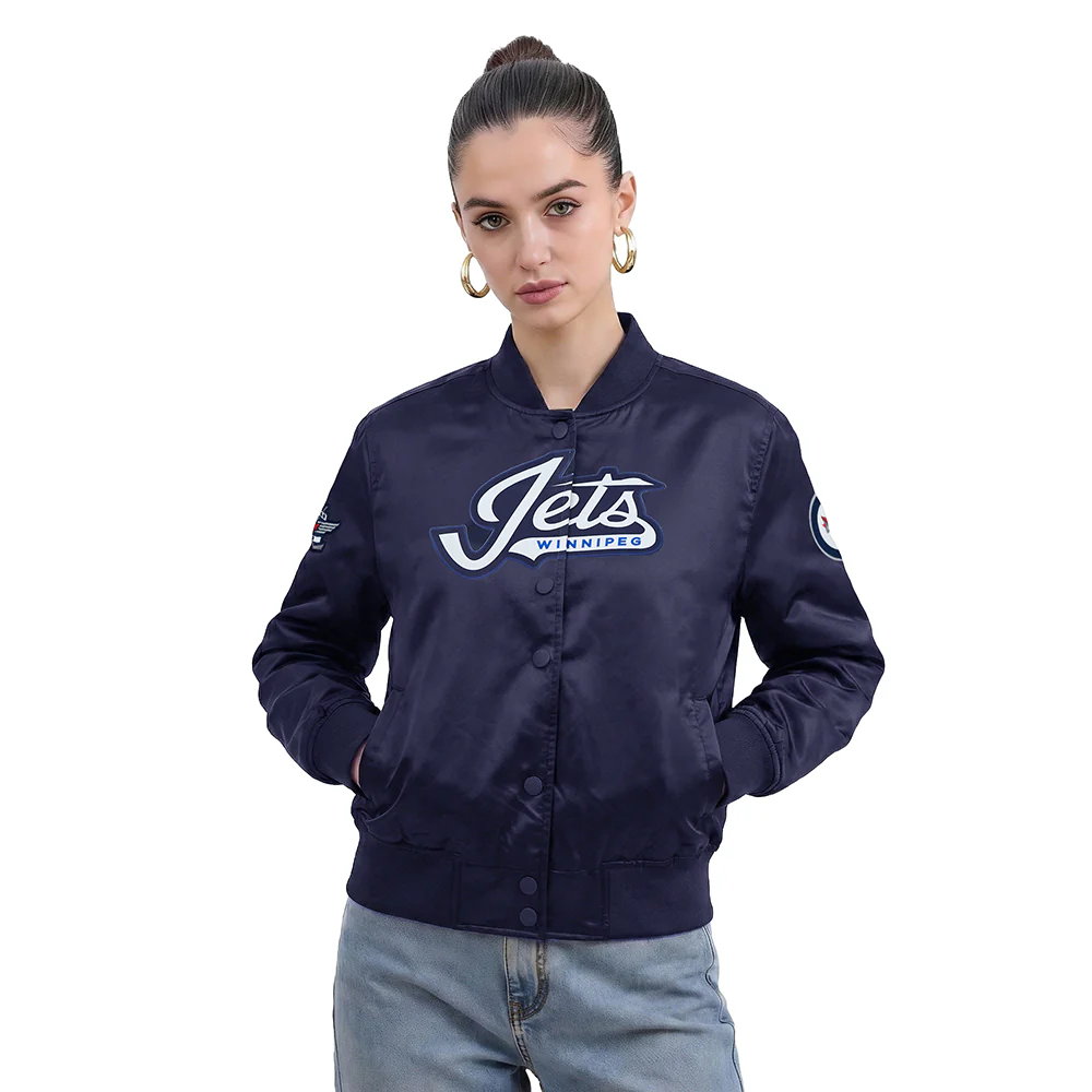 NHL WINNIPEG JETS CLASSIC WOMEN'S SATIN JACKET (MIDNIGHT NAVY)