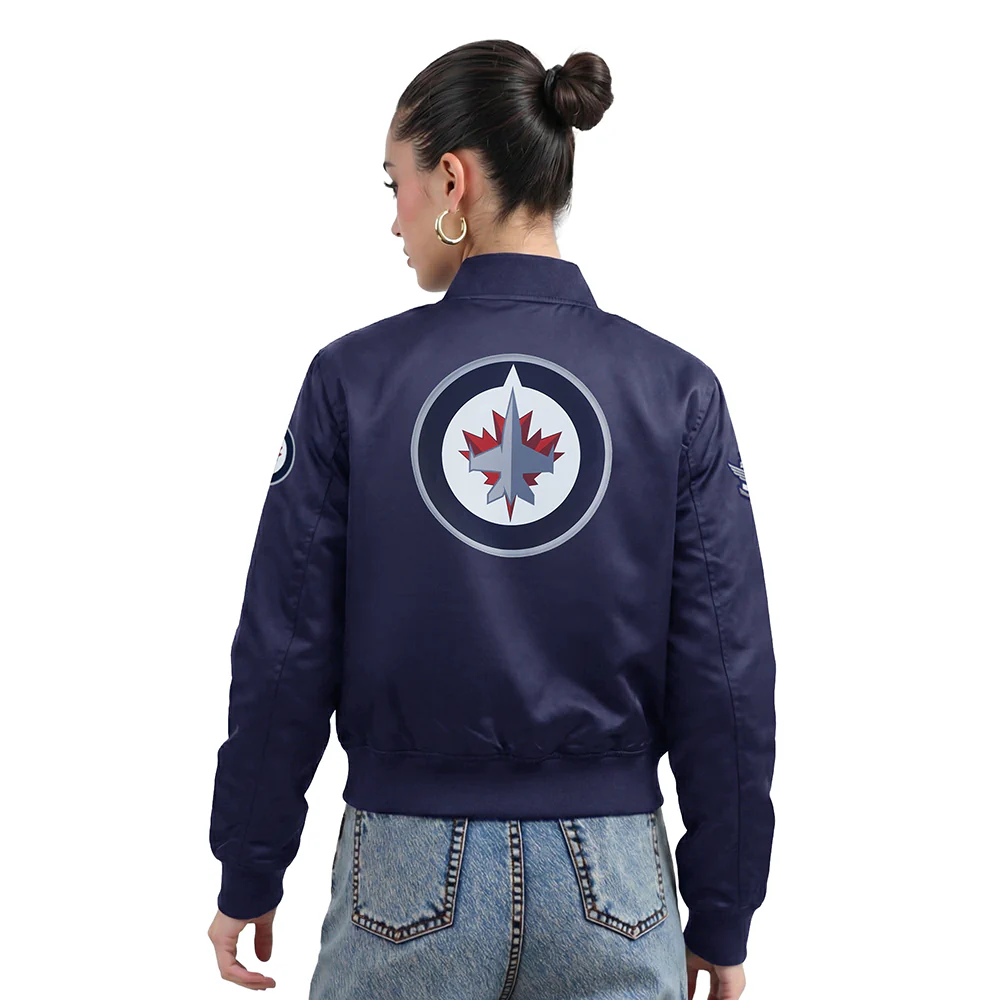 NHL WINNIPEG JETS CLASSIC WOMEN'S SATIN JACKET (MIDNIGHT NAVY) - Image 2