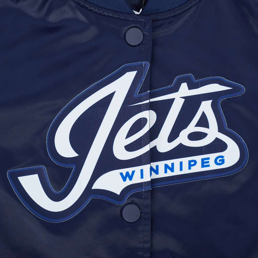 NHL WINNIPEG JETS CLASSIC WOMEN'S SATIN JACKET (MIDNIGHT NAVY) - Image 5