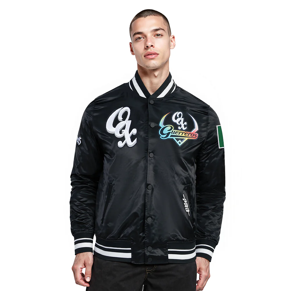 LMB GUERREROS DE OAXACA GRADIENT DDM MEN'S RIB SATIN JACKET (BLACK)