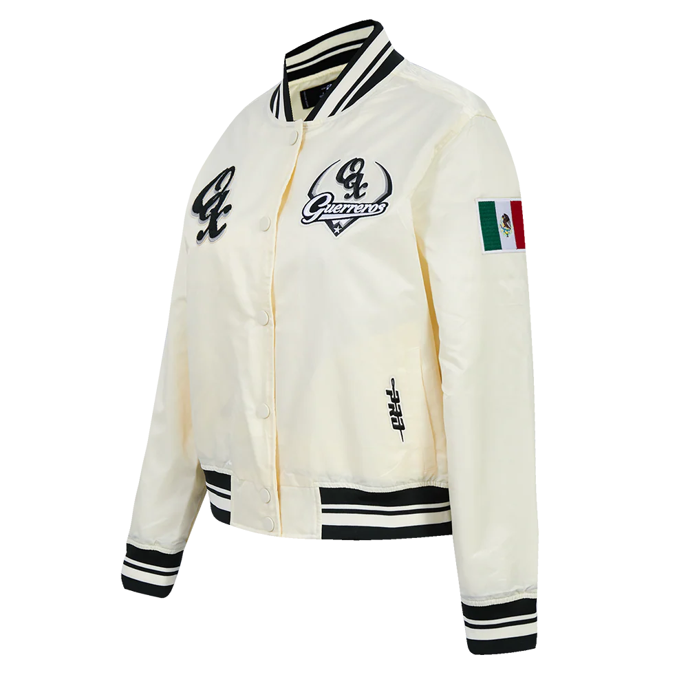 LMB GUERREROS DE OAXACA SCRIPT DDM WOMEN'S RIB SATIN JACKET (EGGSHELL/ BLACK) - Image 4