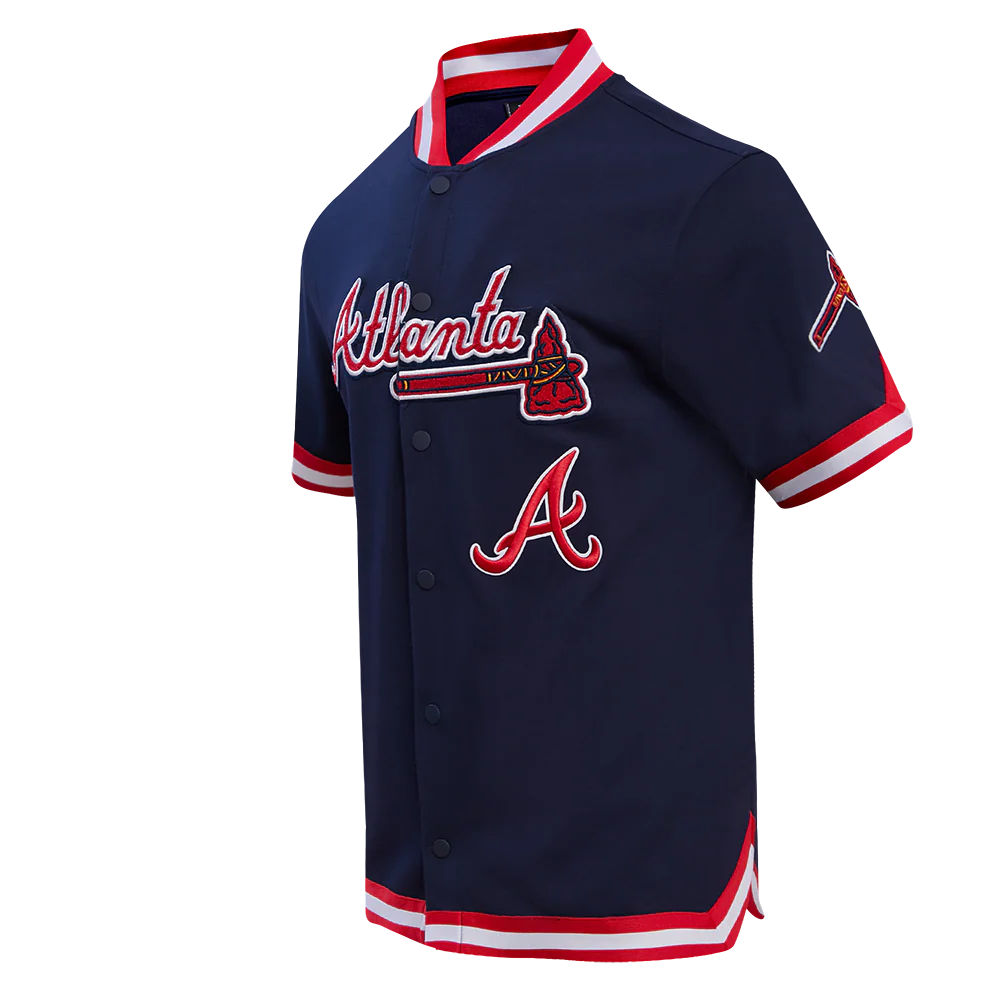 MLB ATLANTA BRAVES CLASSIC MEN'S WARM UP JACKET (MIDNIGHT NAVY/RED) - Image 2