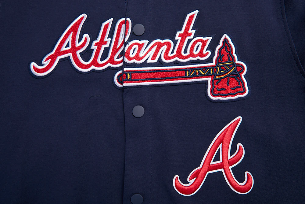 MLB ATLANTA BRAVES CLASSIC MEN'S WARM UP JACKET (MIDNIGHT NAVY/RED) - Image 6