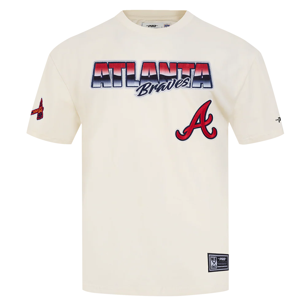 MLB ATLANTA BRAVES CHROME MEN'S COTTON JERSEY DROP SHOULDER TOP (EGGSHELL)