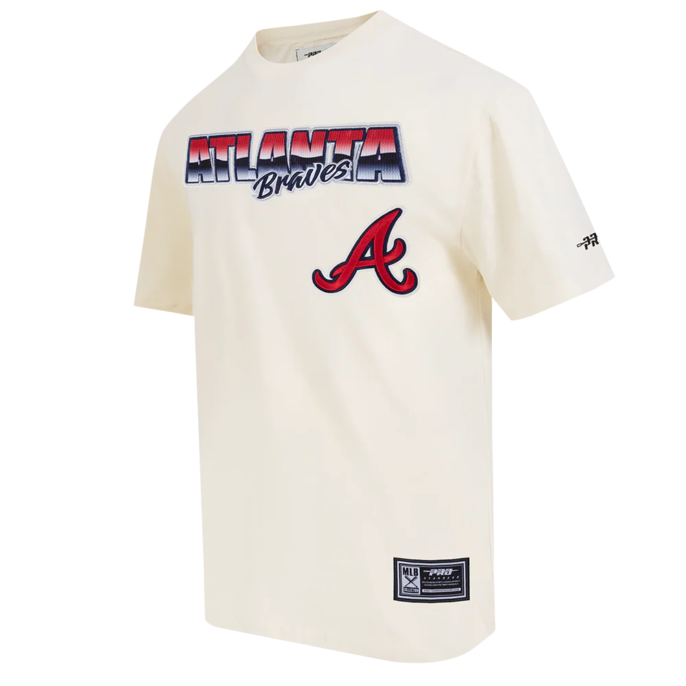 MLB ATLANTA BRAVES CHROME MEN'S COTTON JERSEY DROP SHOULDER TOP (EGGSHELL) - Image 2