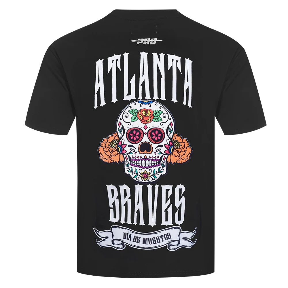 MLB ATLANTA BRAVES RIB CAGE MEN'S COTTON JERSEY DROP SHOULDER TOP (BLACK) - Image 3