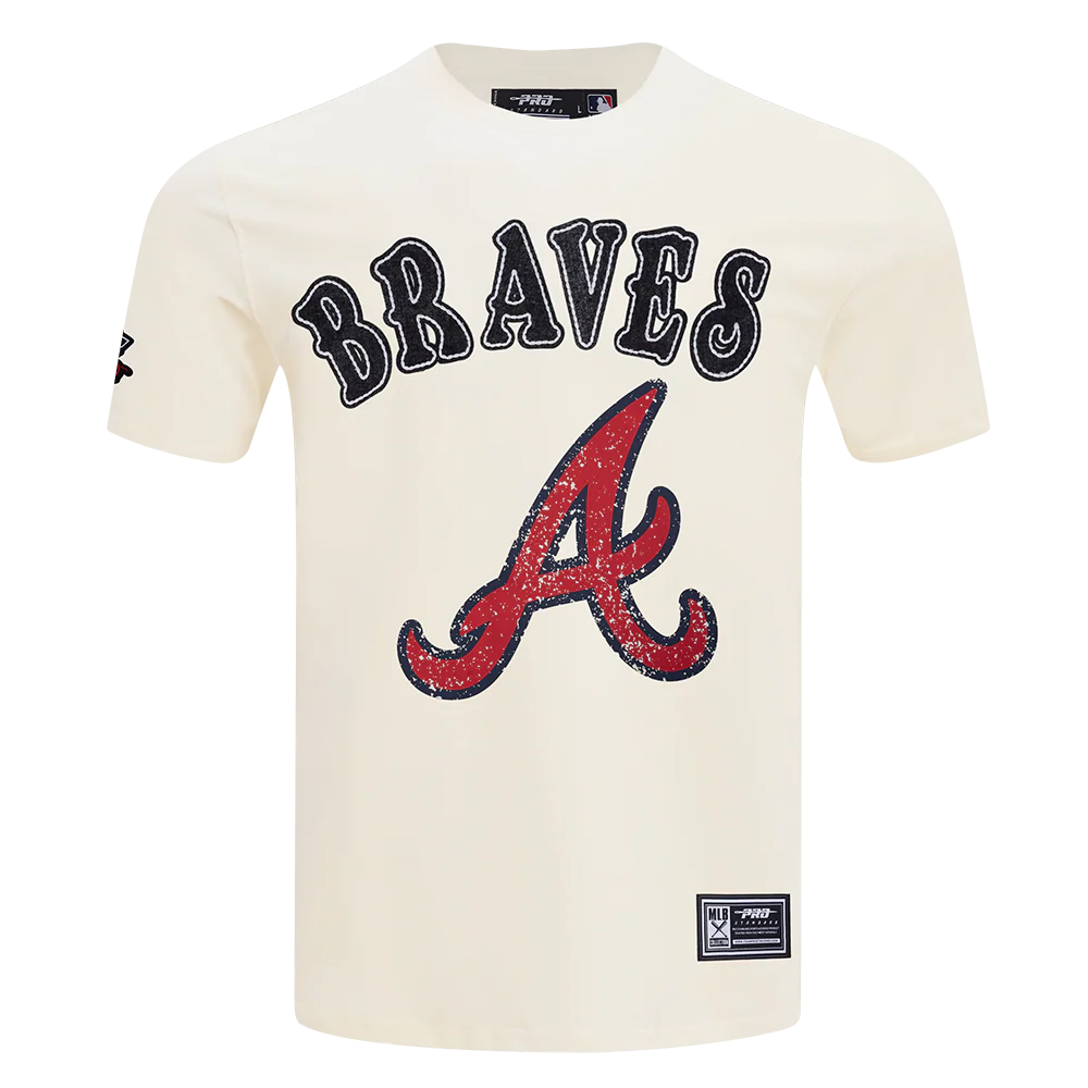 MLB ATLANTA BRAVES REBEL ATHLETICS STACKED LOGO MEN'S SJ TEE (EGGSHELL)