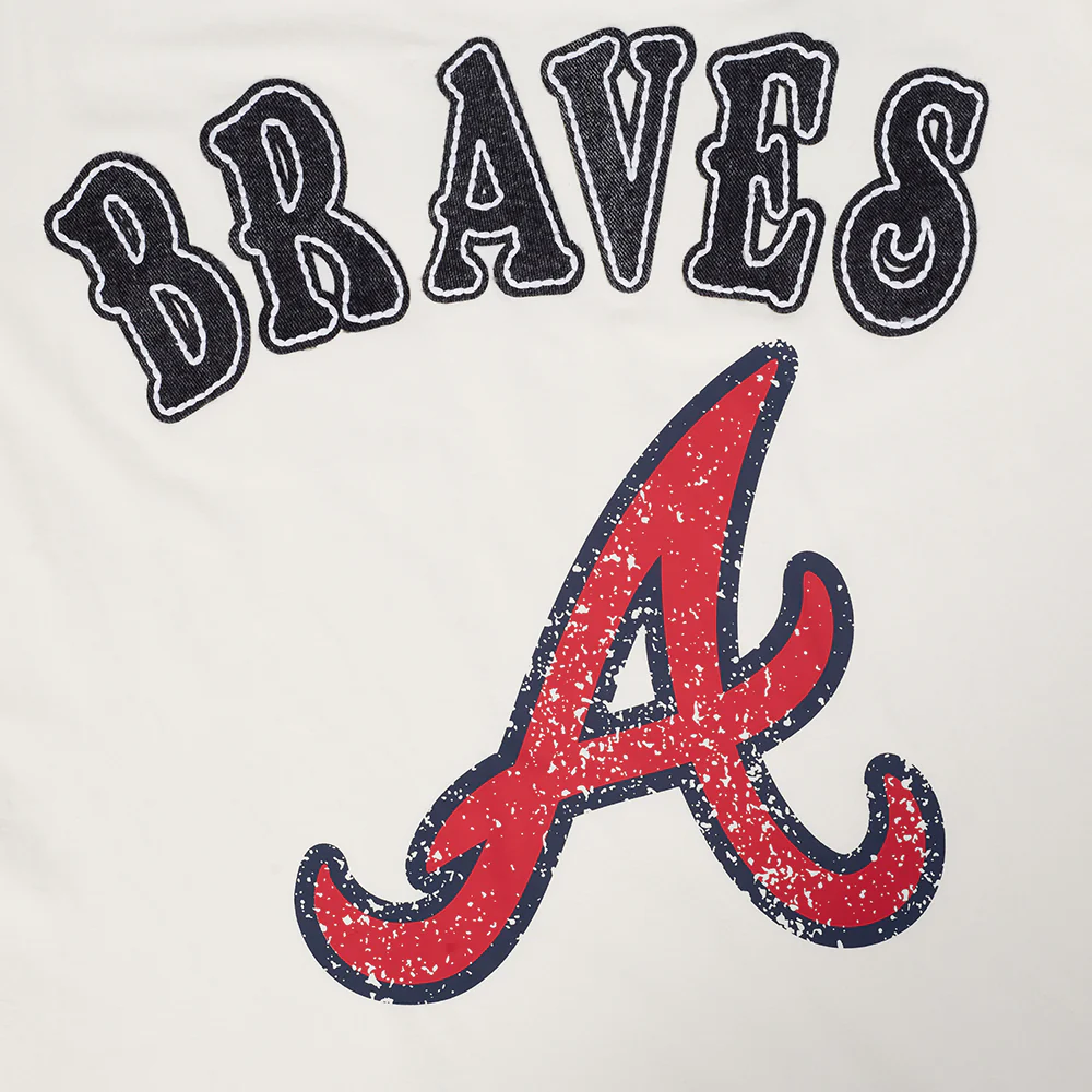 MLB ATLANTA BRAVES REBEL ATHLETICS STACKED LOGO MEN'S SJ TEE (EGGSHELL) - Image 7