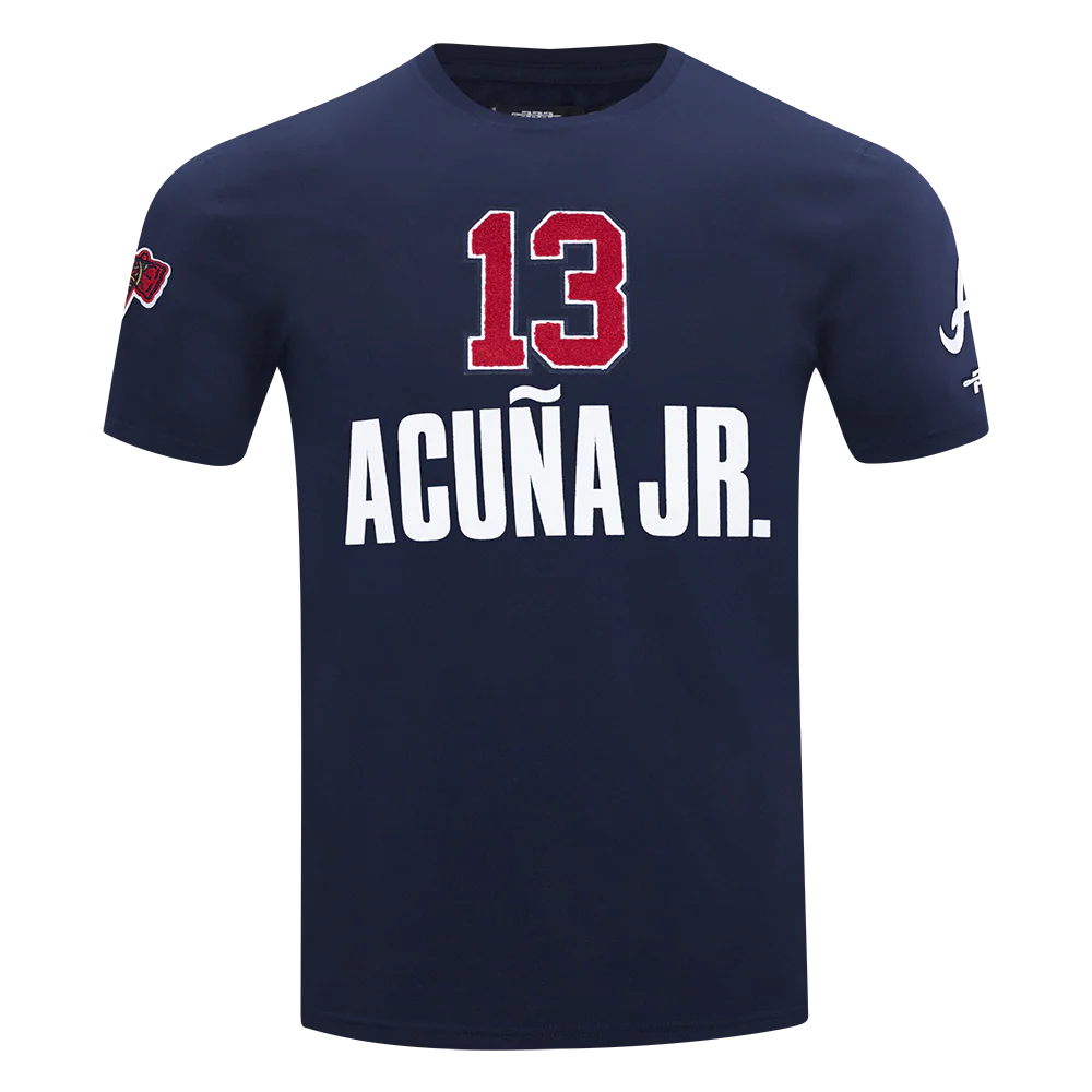 MLB ATLANTA BRAVES RONALD ACUNA JR. #13 CLASSIC MEN'S SINGLE JERSEY TOP (MIDNIGHT NAVY)